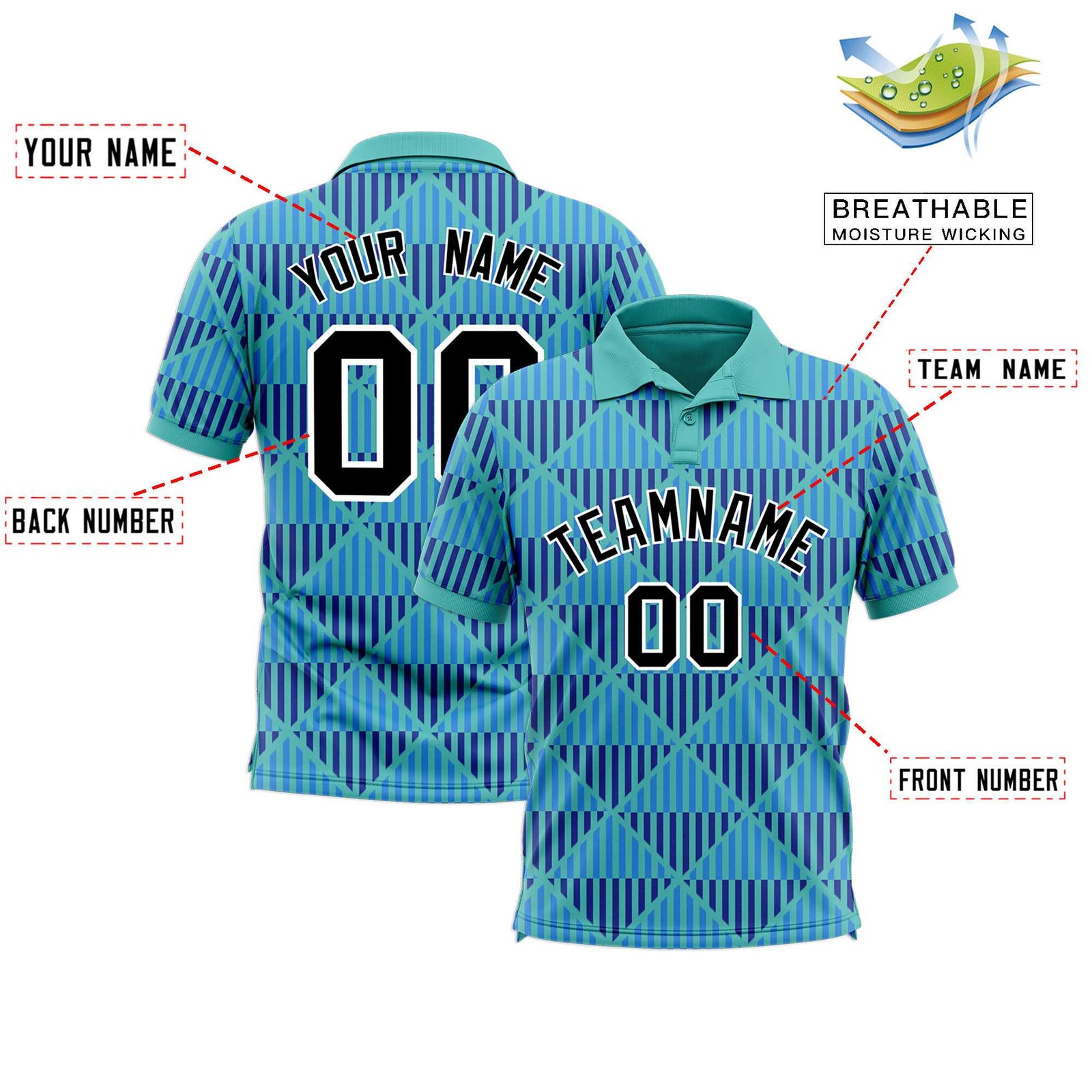 Custom Teal Lingge Sunshine Polo Shirts