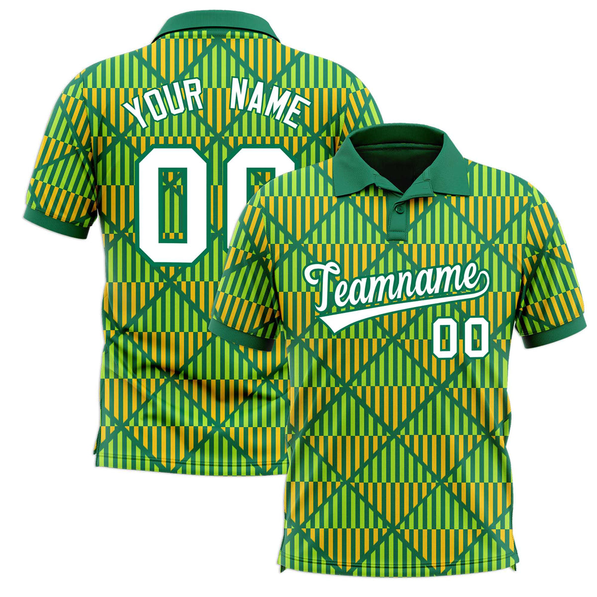 Custom Kelly Green Lingge Sunshine Polo Shirts