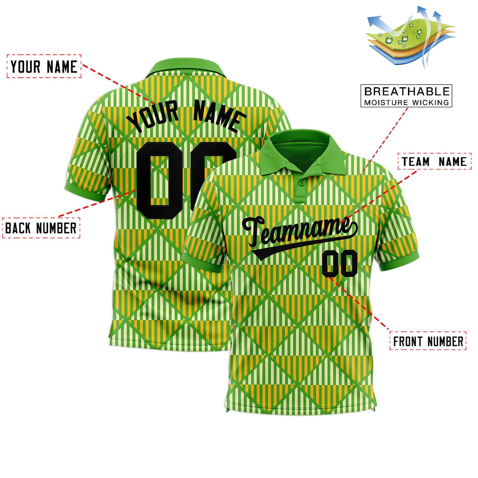 Custom Light Green Lingge Sunshine Polo Shirts