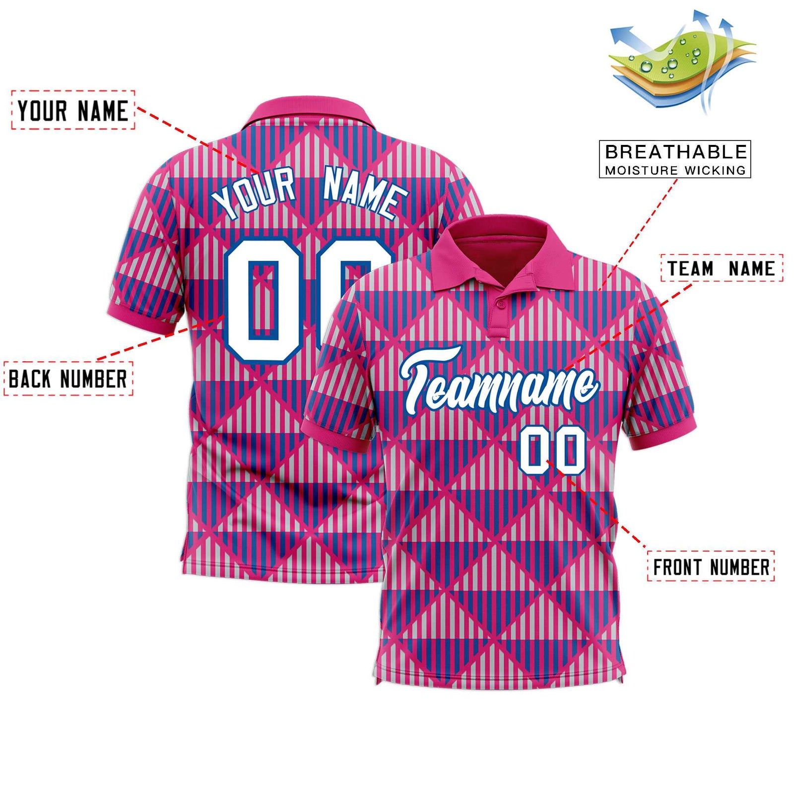 Custom Pink Lingge Sunshine Polo Shirts