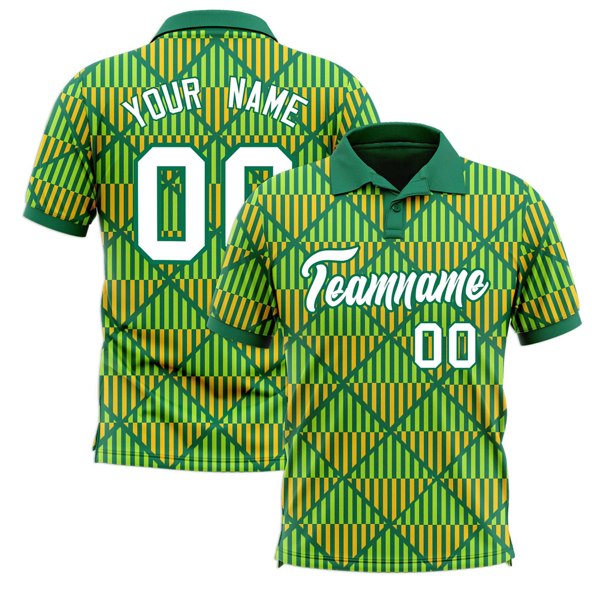 Custom Kelly Green Lingge Sunshine Polo Shirts