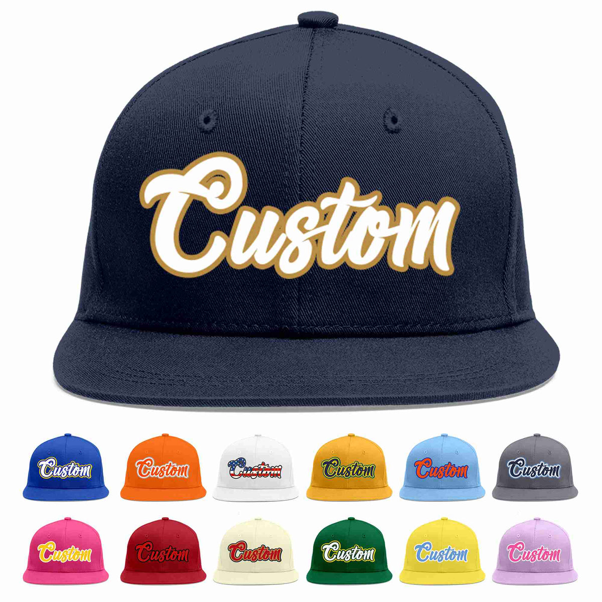 Custom Navy White-Old Gold Casual Sport Baseball Cap