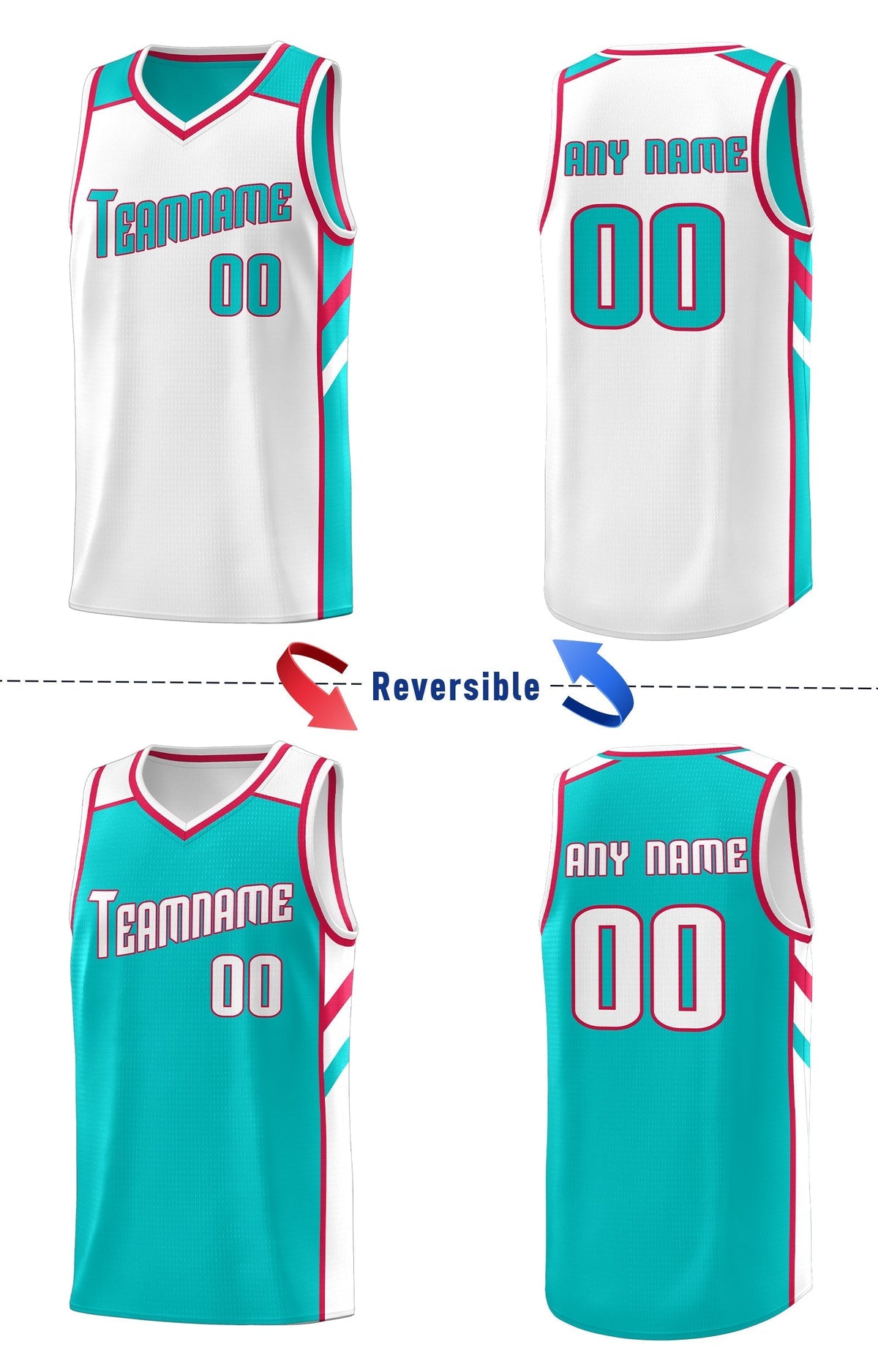 Custom Light Green White Double Side Tops Casual Basketball Jersey