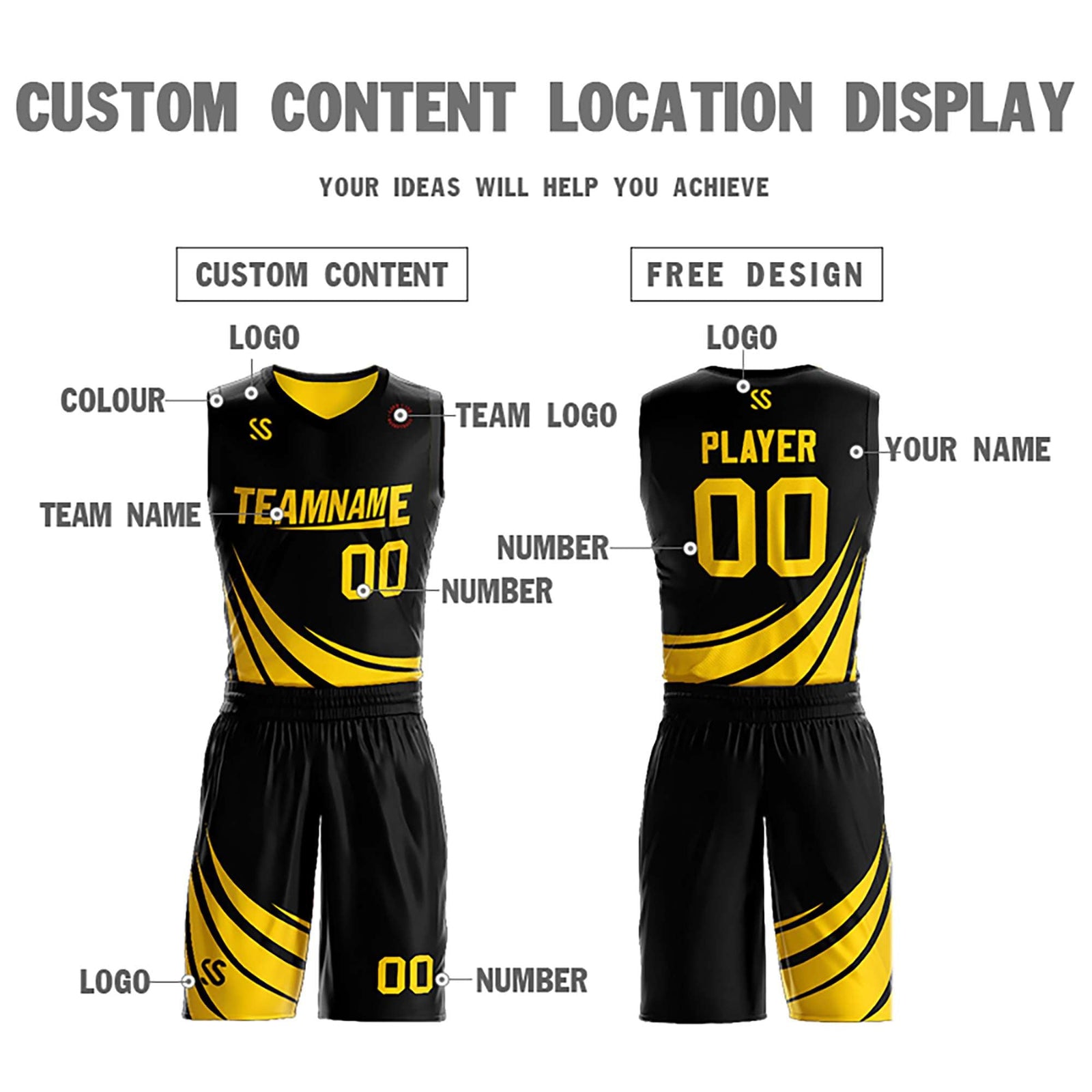 Yellow And Black Basketball Jersey