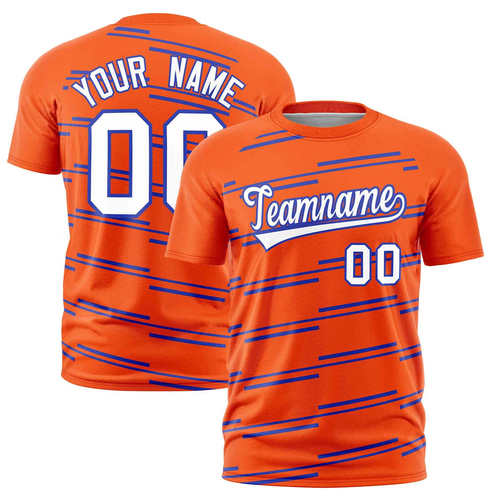 Custom Orange Royal Personalized Slanting Line Graffiti Pattern Performance T-Shirt