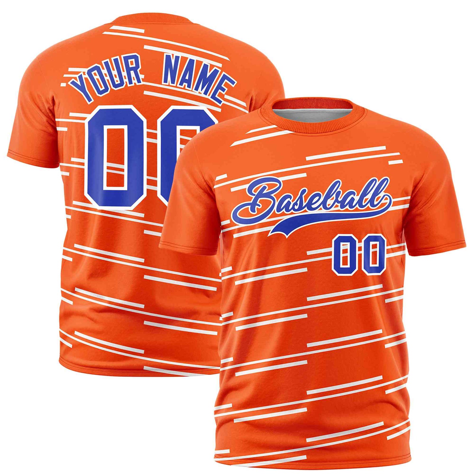 Custom Orange White Personalized Slanting Line Graffiti Pattern Performance T-Shirt