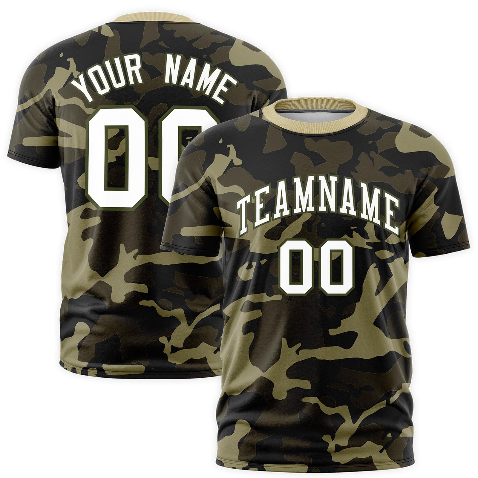 Custom Camo T-shirts Olive White Jungle Camouflage Training Shirts