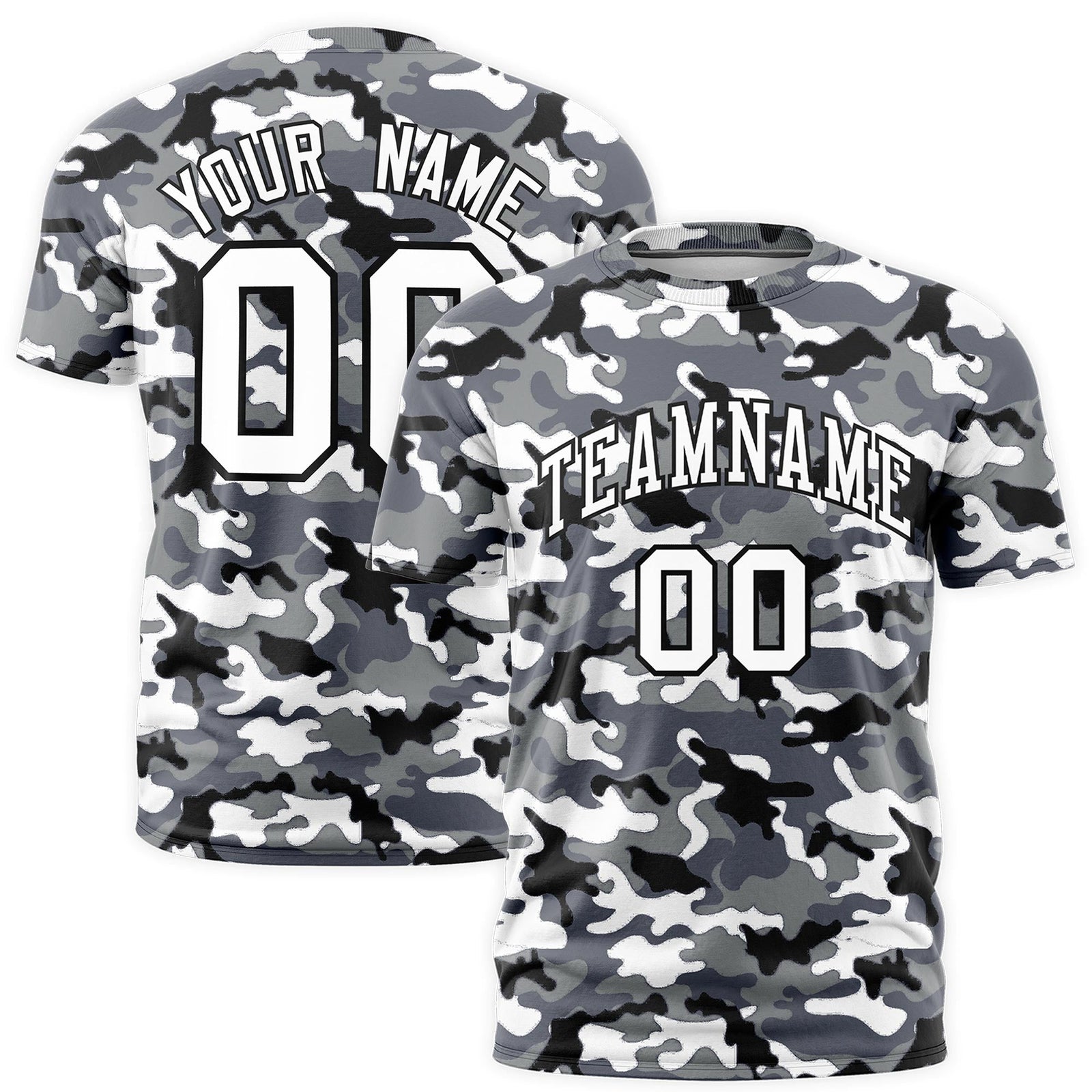 Custom Camo T-shirts Black White Jungle Camouflage Outdoor Shirts