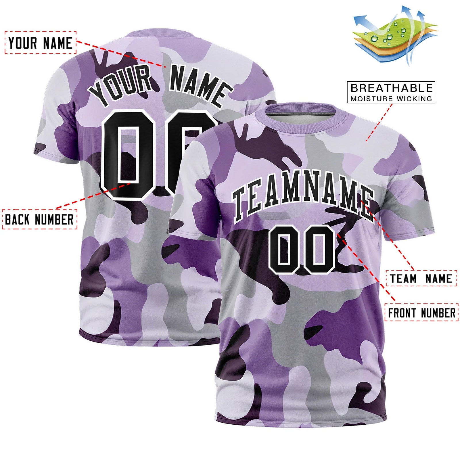 Custom Camo T-shirts Purple Black Jungle Camouflage Training Shirts