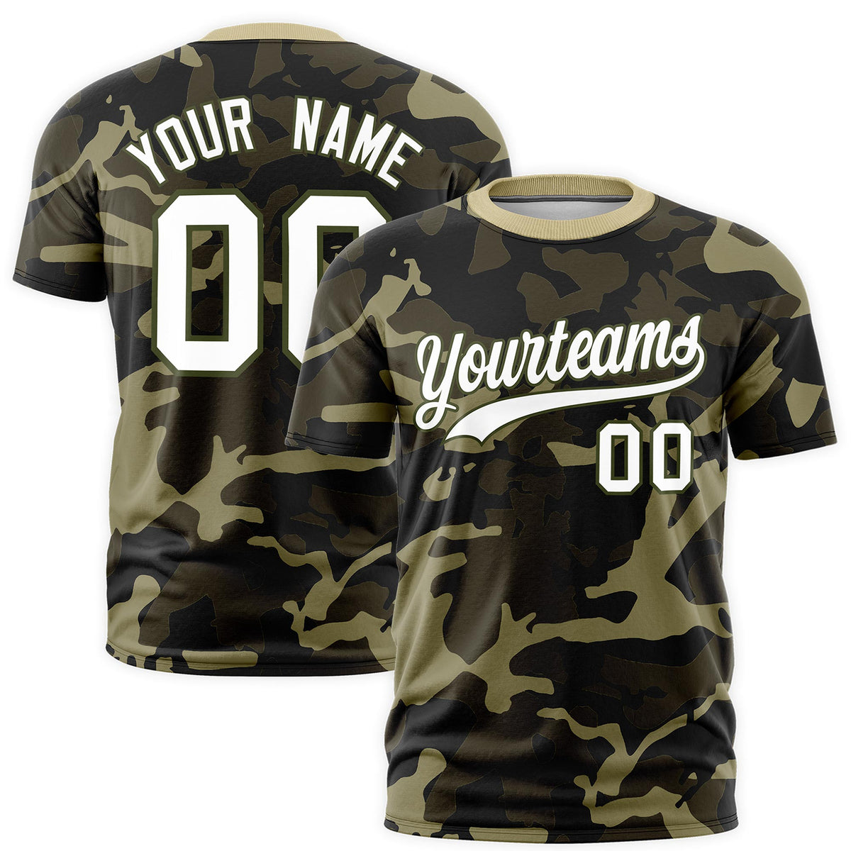 Custom Camo T-shirts Olive White Jungle Camouflage Training Shirts
