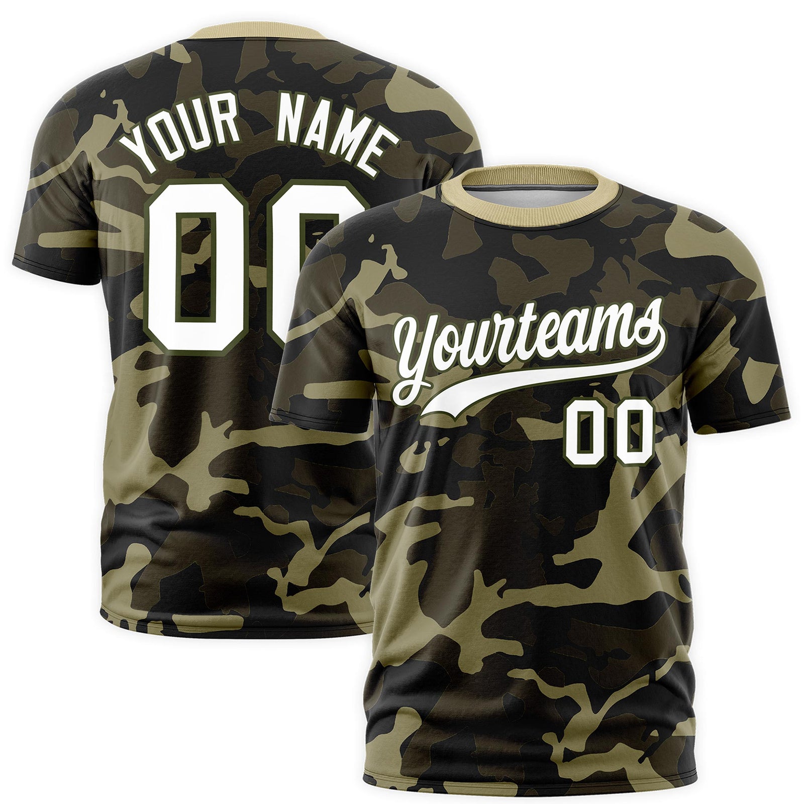 Custom Camo T-shirts Olive White Jungle Camouflage Training Shirts