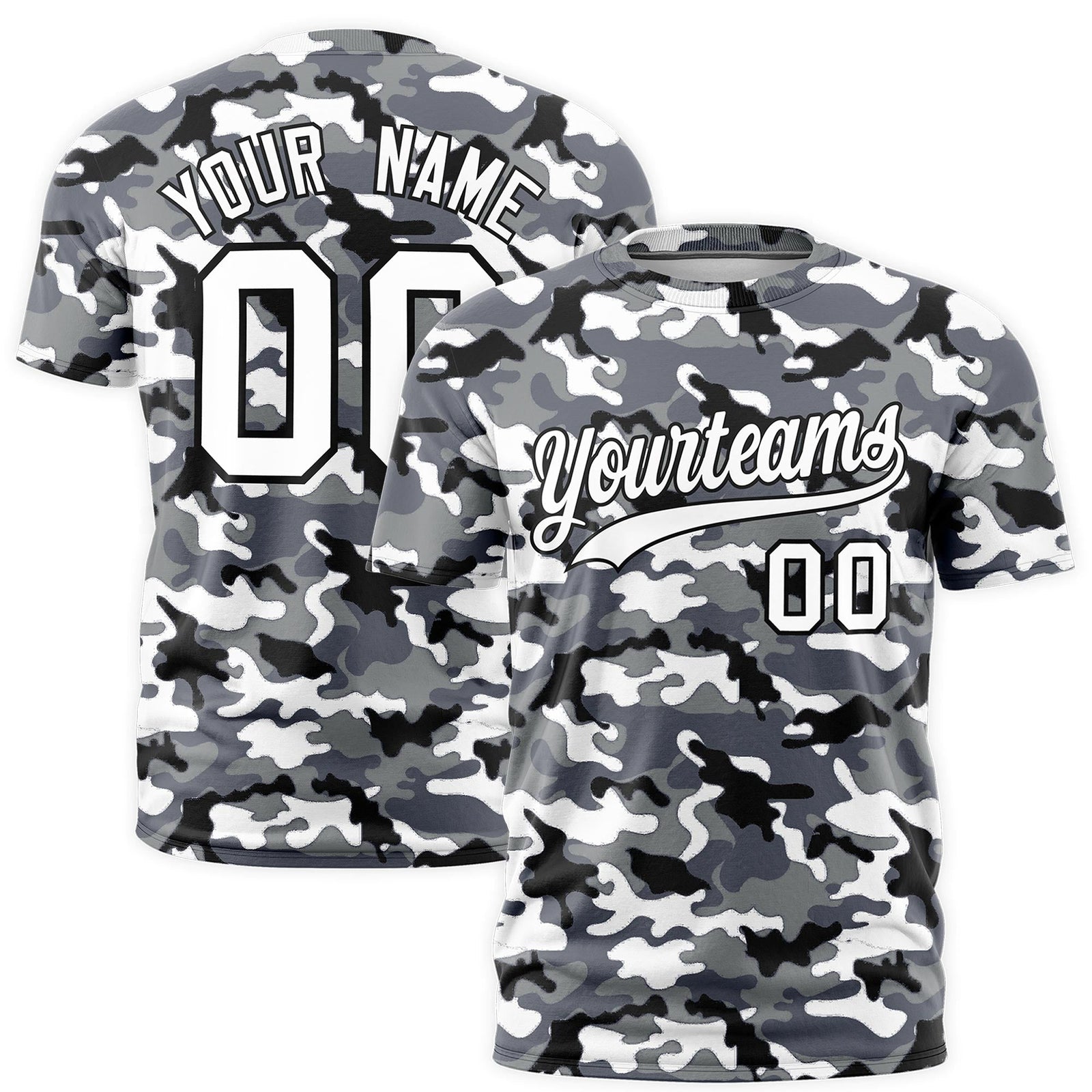 Custom Camo T-shirts Black White Jungle Camouflage Outdoor Shirts