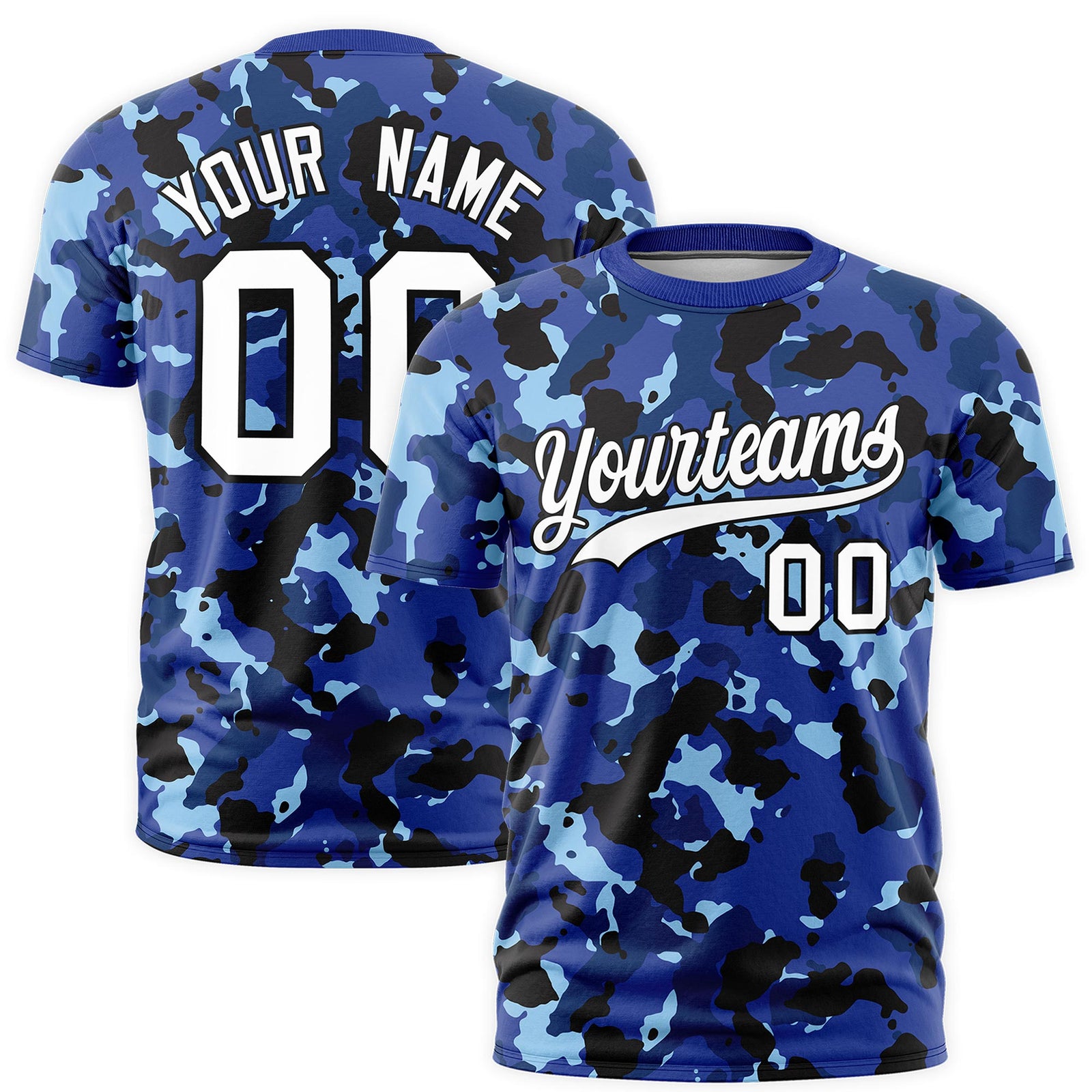 Custom Camo T-shirts Navy White Jungle Camouflage Training Shirts