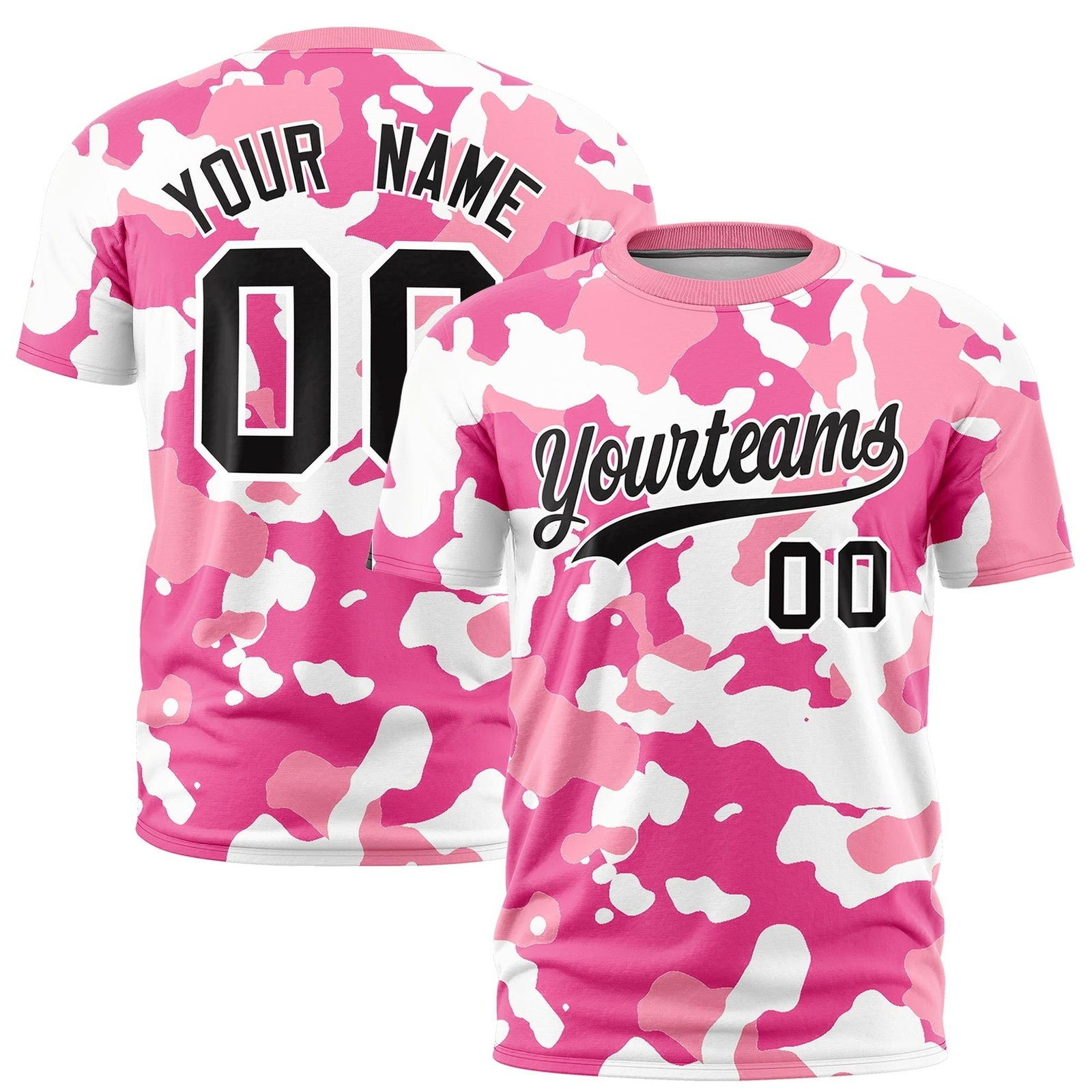 Custom Camo T-shirts Pink White Jungle Camouflage Training Shirts