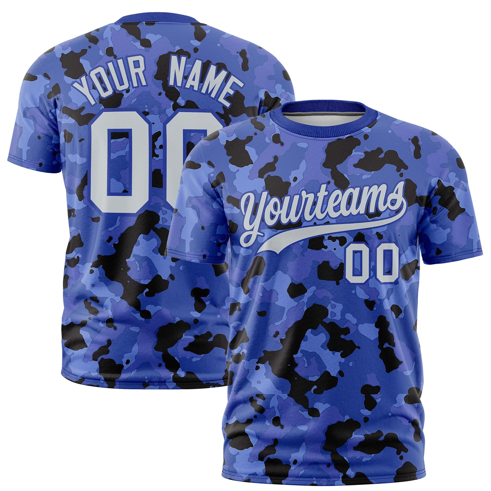 Custom Camo T-shirts Royal Blue Silver Jungle Camouflage Outdoor Shirts