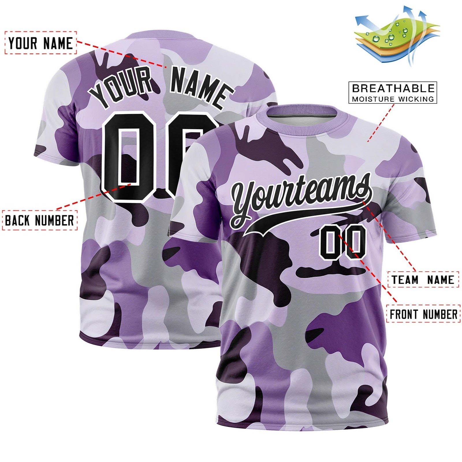 Custom Camo T-shirts Purple Black Jungle Camouflage Training Shirts