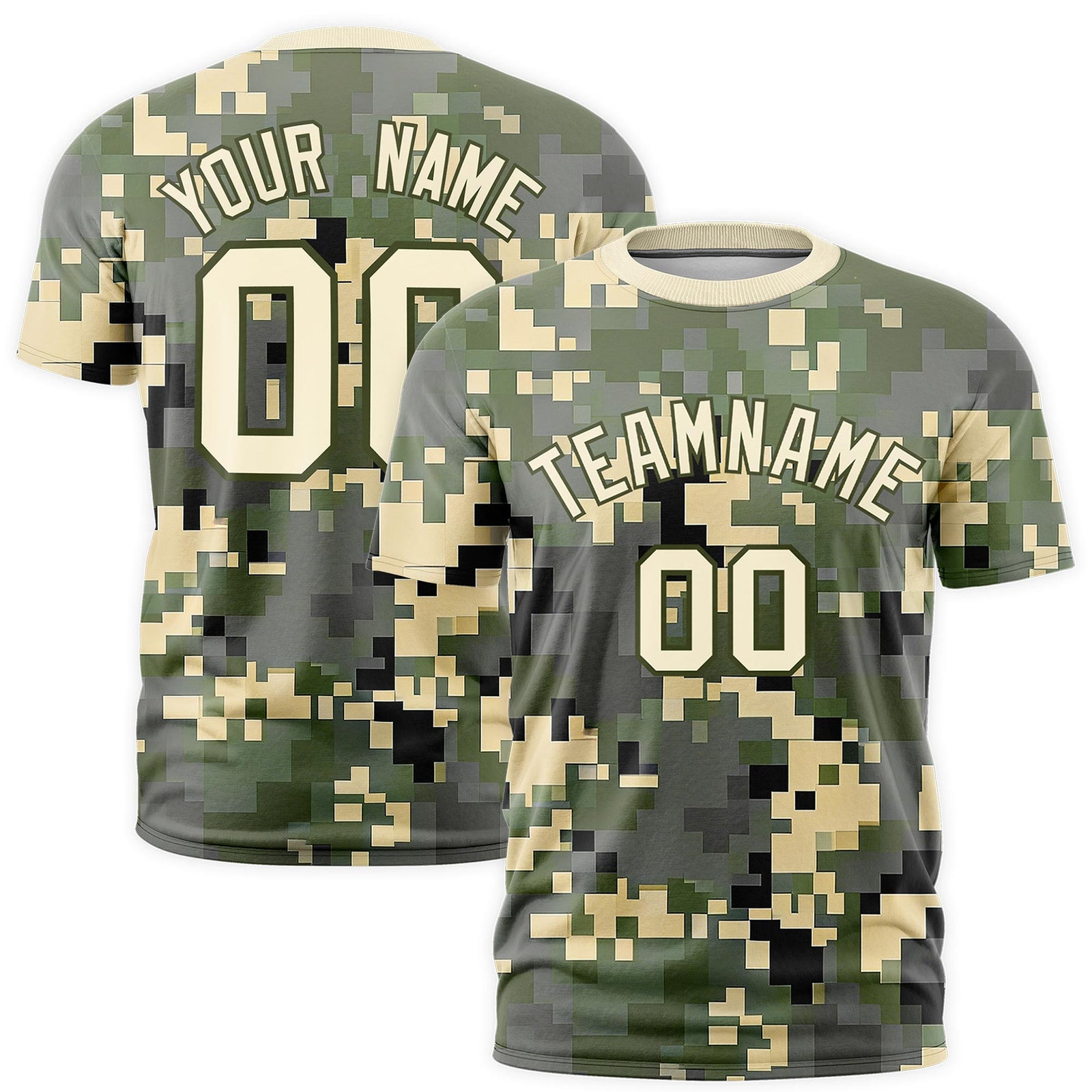Custom Camo T-shirts Light Khaki Olive Jungle Camouflage Training Shirts