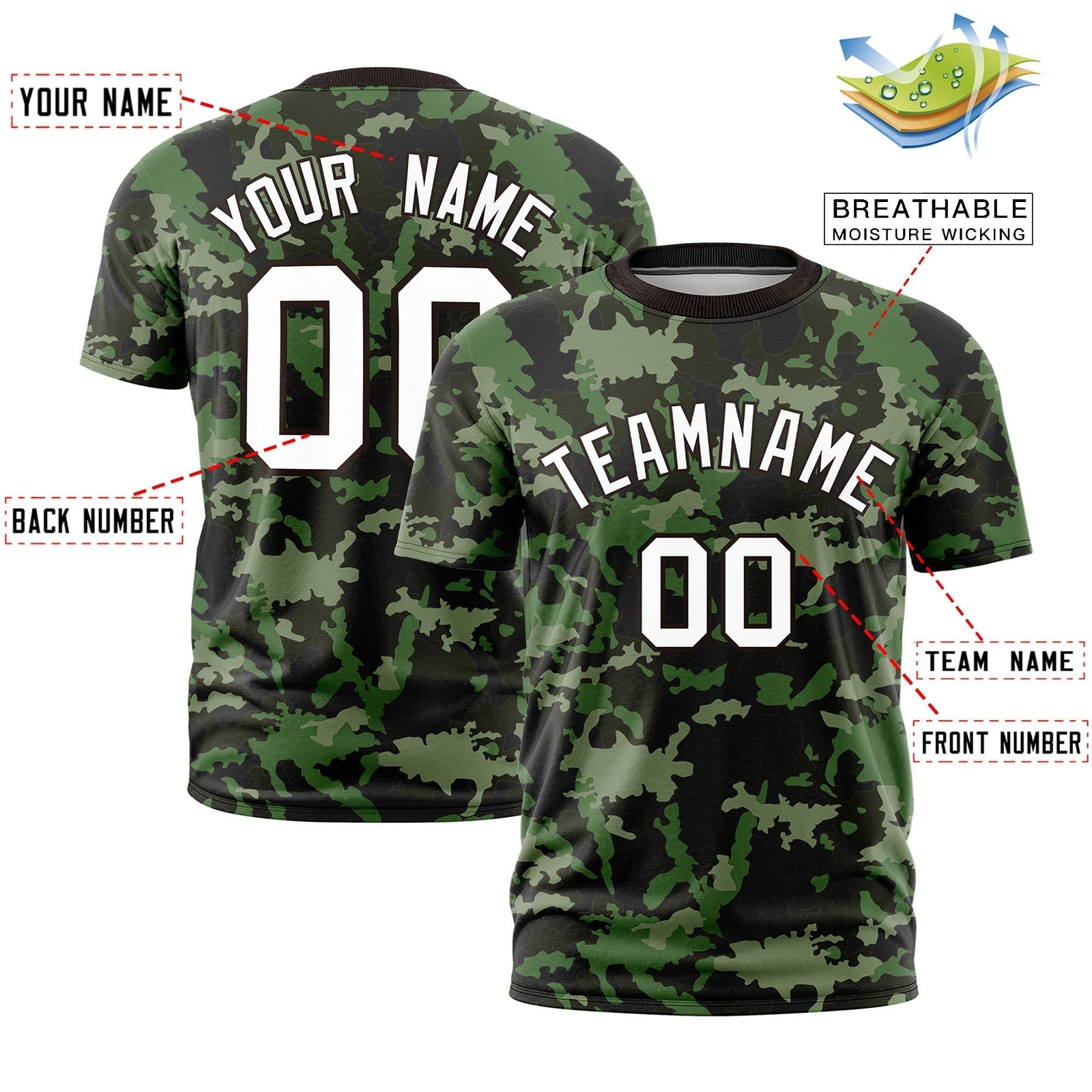 Custom Camo T-shirts Brown White Jungle Camouflage Outdoor Shirts