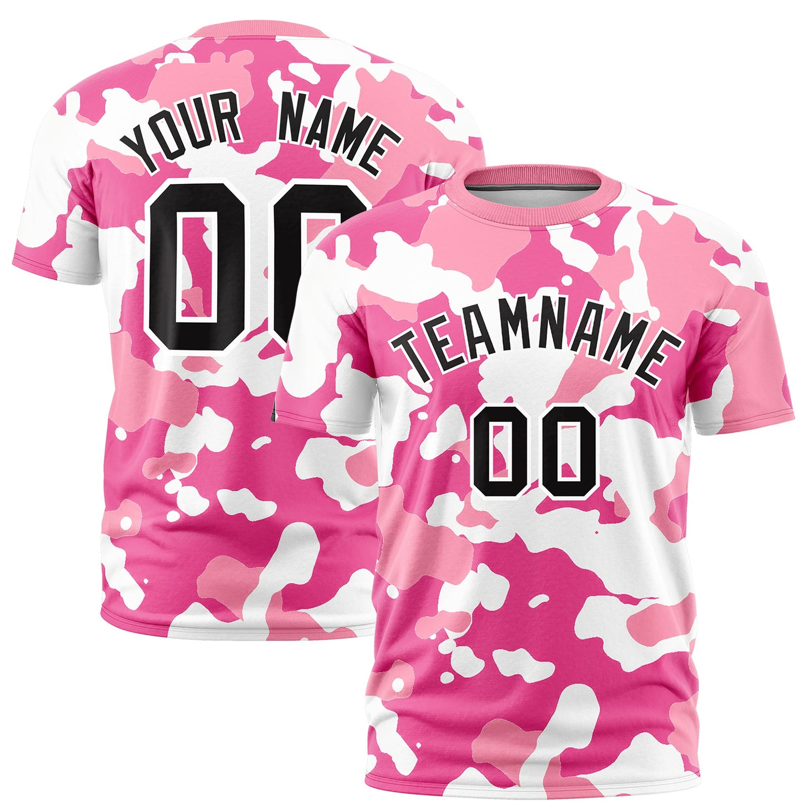 Custom Camo T-shirts Pink White Jungle Camouflage Training Shirts