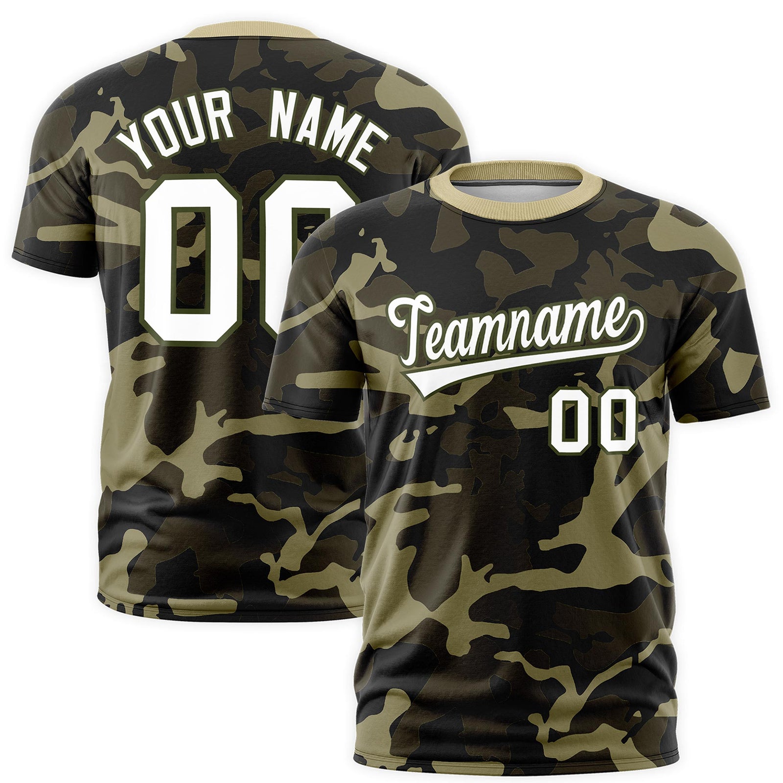 Custom Camo T-shirts Olive White Jungle Camouflage Training Shirts