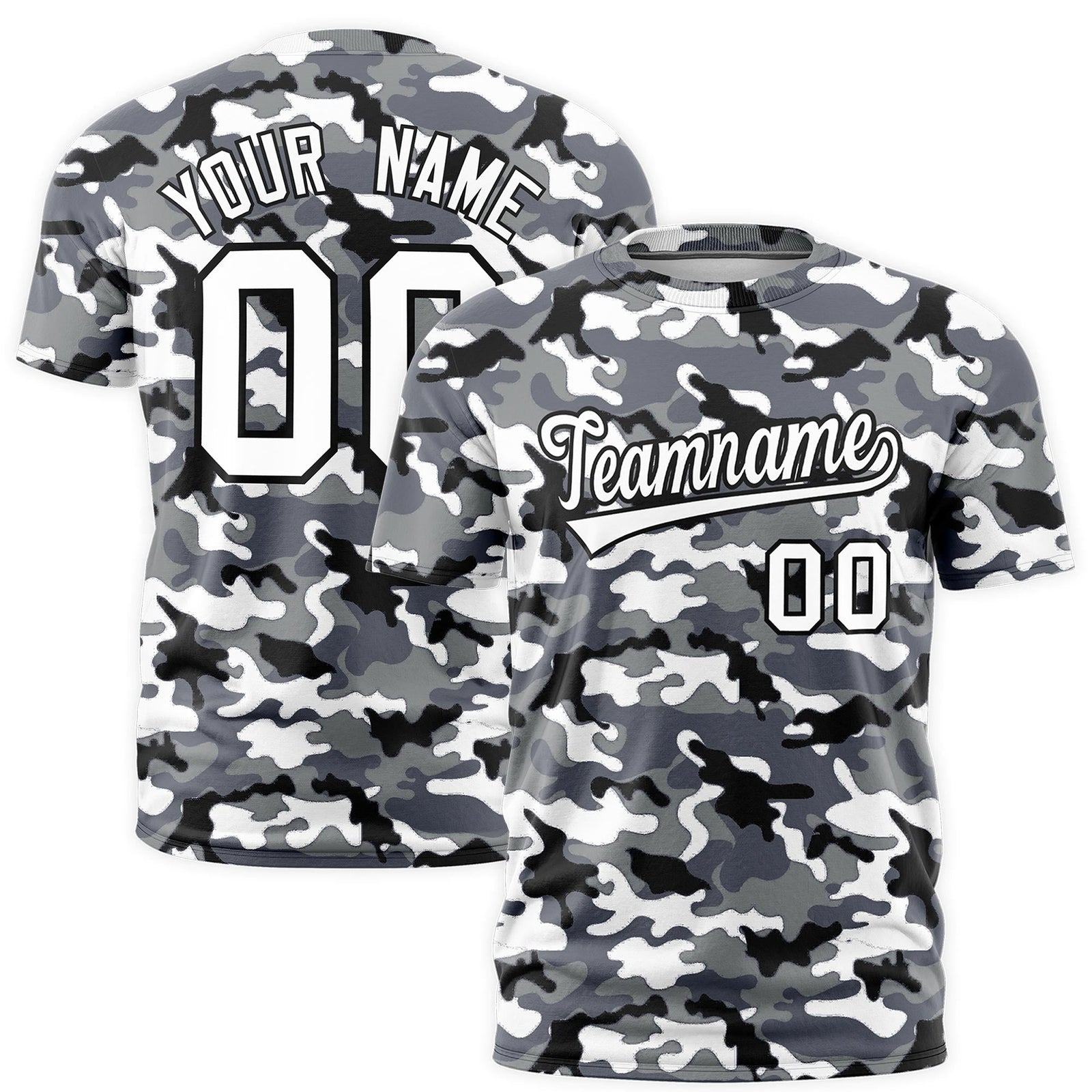 Custom Camo T-shirts Black White Jungle Camouflage Outdoor Shirts