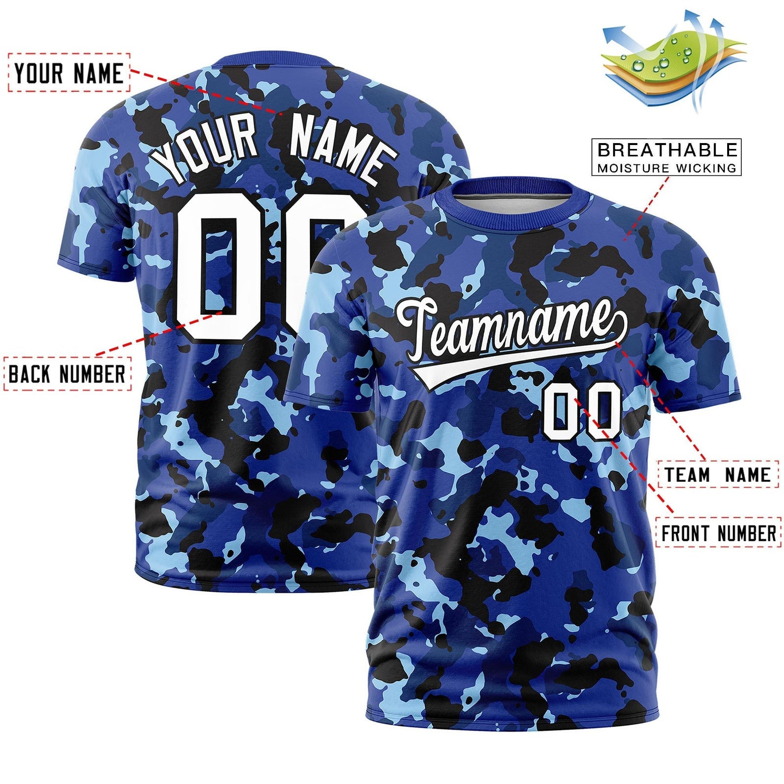 Custom Camo T-shirts Navy White Jungle Camouflage Training Shirts