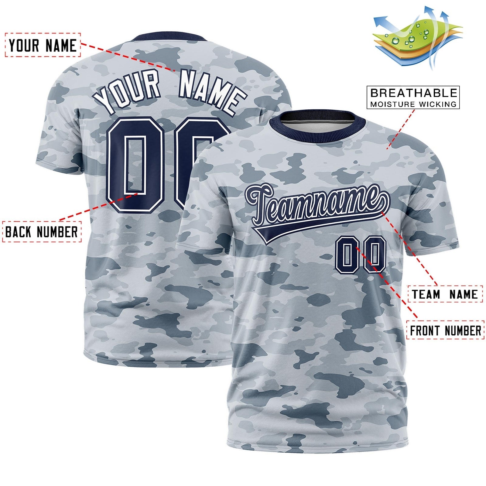 Custom Camo T-shirts White Navy Jungle Camouflage Outdoor Shirts