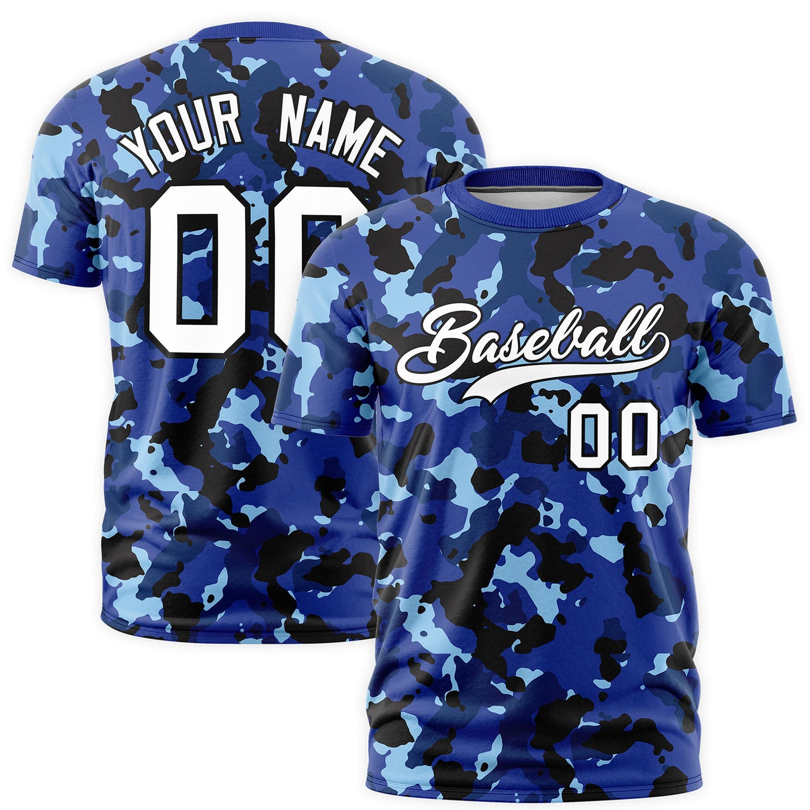 Custom Camo T-shirts Navy White Jungle Camouflage Training Shirts