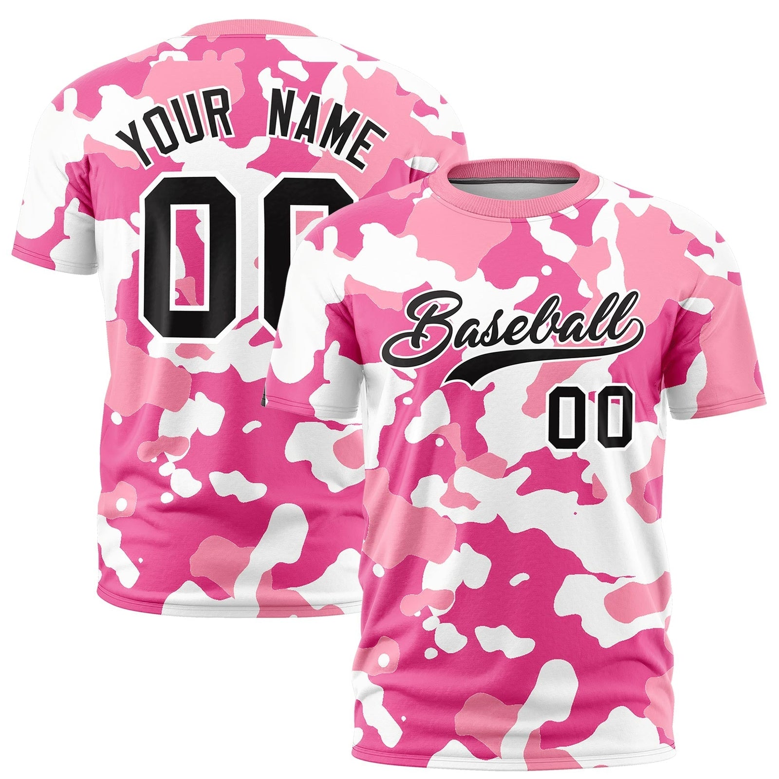 Custom Camo T-shirts Pink White Jungle Camouflage Training Shirts
