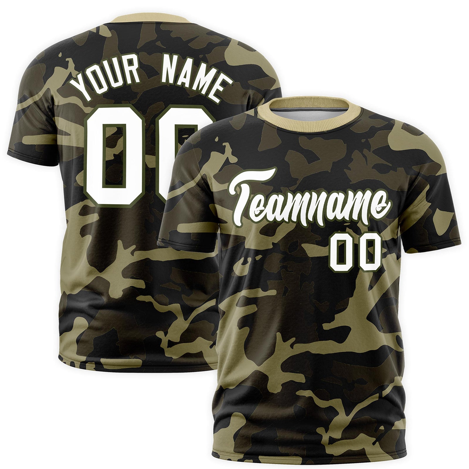 Custom Camo T-shirts Olive White Jungle Camouflage Training Shirts