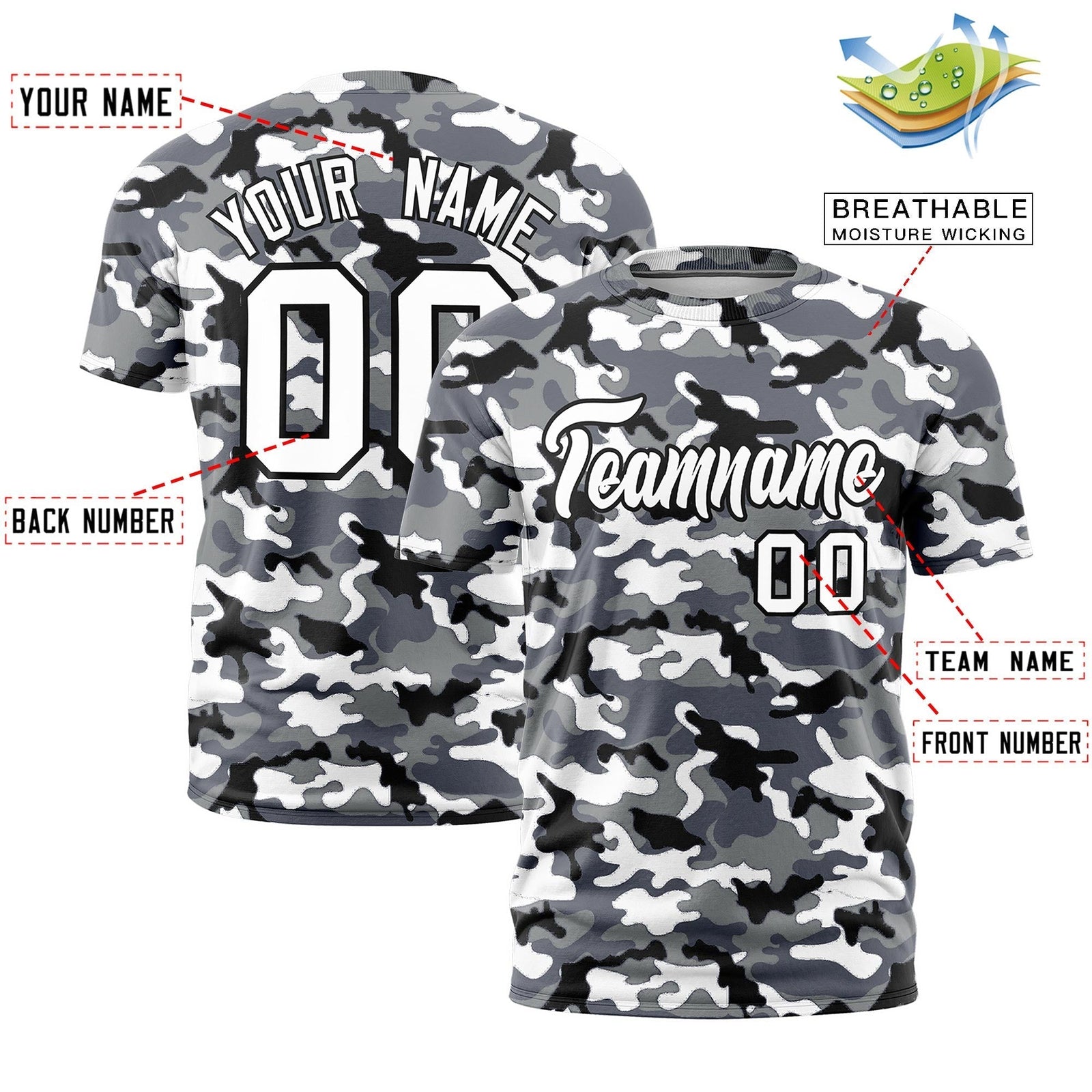 Custom Camo T-shirts Black White Jungle Camouflage Outdoor Shirts