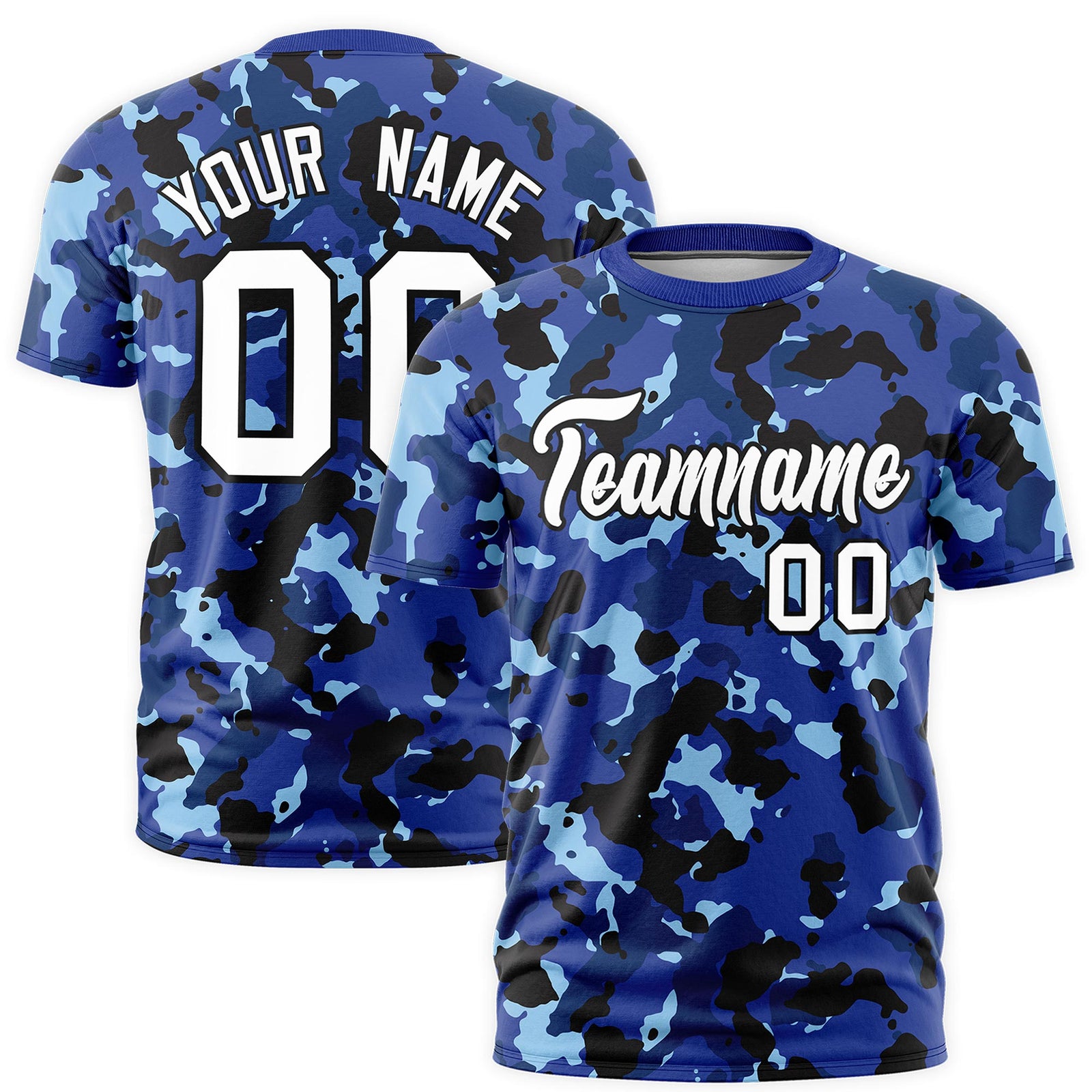 Custom Camo T-shirts Navy White Jungle Camouflage Training Shirts