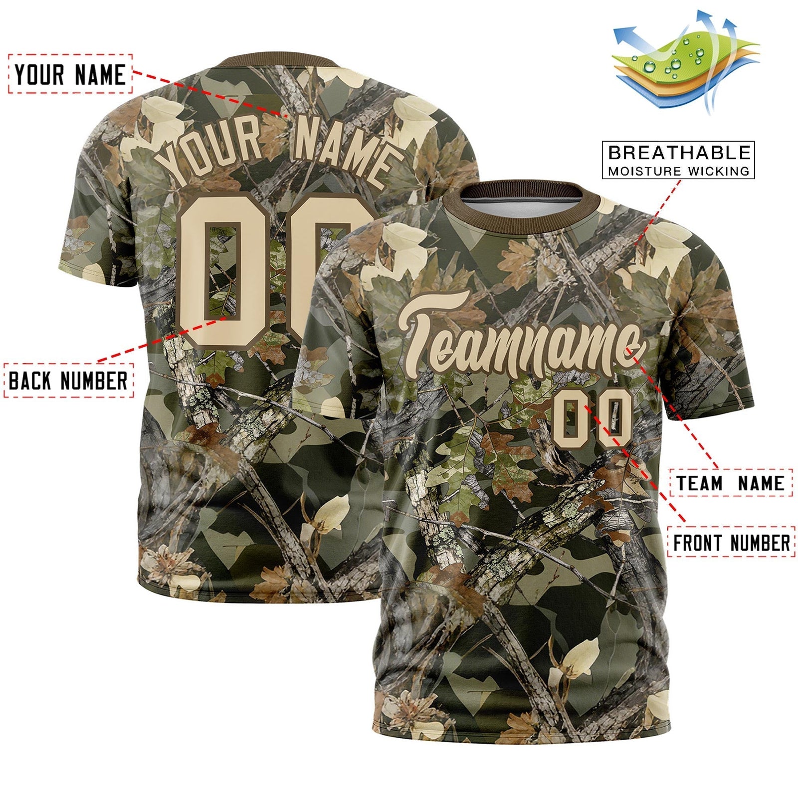 Custom Camo T-shirts Light Brown Brazilian Sand Jungle Camouflage Outdoor Shirts