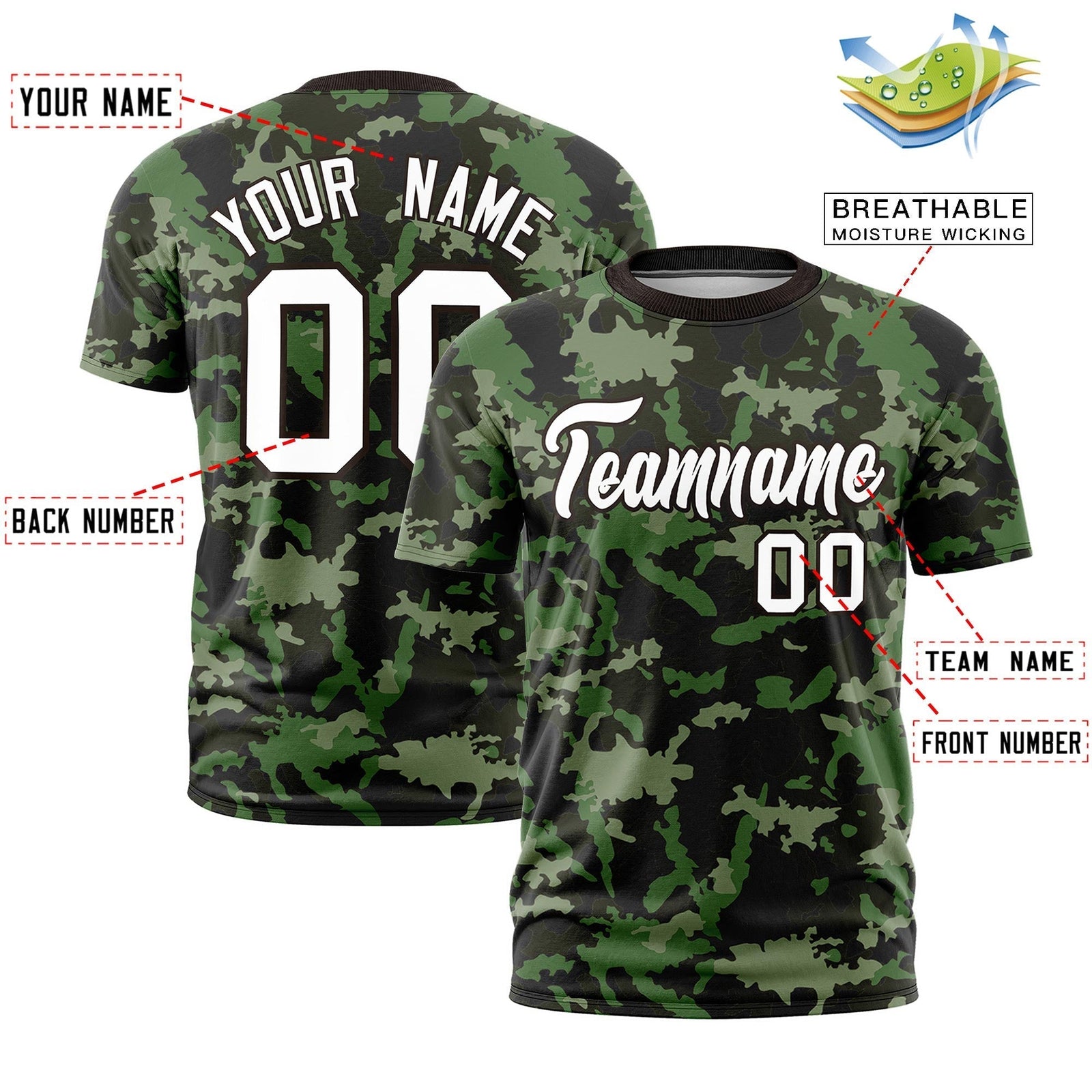 Custom Camo T-shirts Brown White Jungle Camouflage Outdoor Shirts