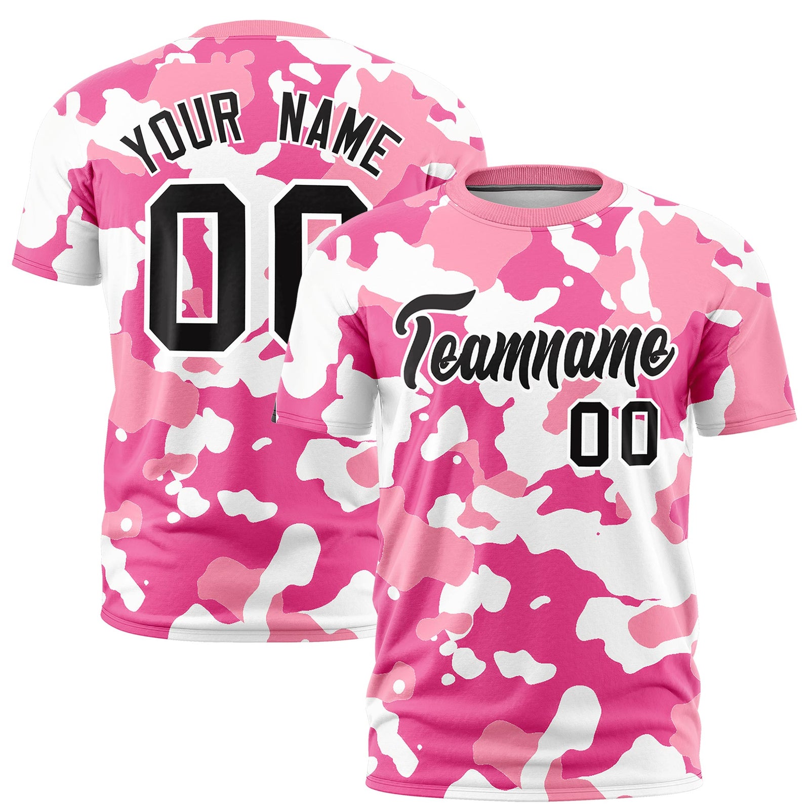 Custom Camo T-shirts Pink White Jungle Camouflage Training Shirts