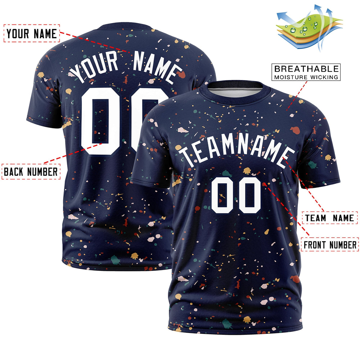 Custom Navy White Spray Painting Graffiti Pattern Personalization T-shirt| KXKSHOP