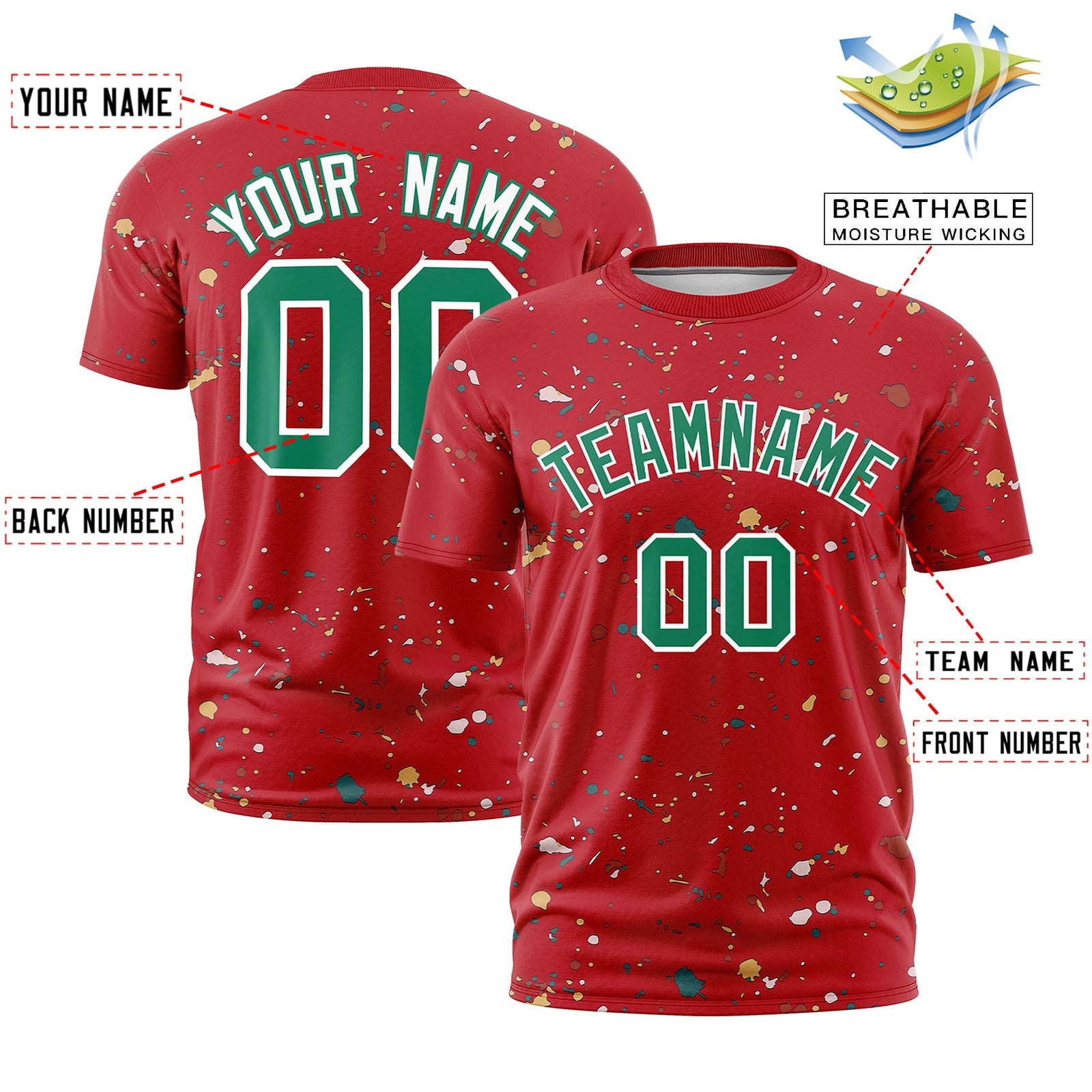 Custom Red Kelly Green White Spray Painting Graffiti Pattern Personalization T-shirt| KXKSHOP