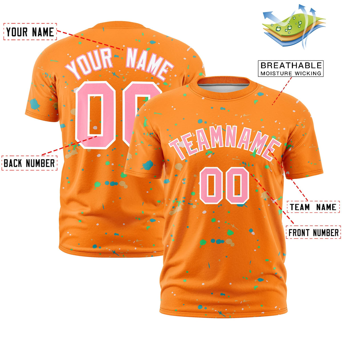 Custom Orange Light Pink White Spray Painting Graffiti Pattern Personalization T-shirt| KXKSHOP