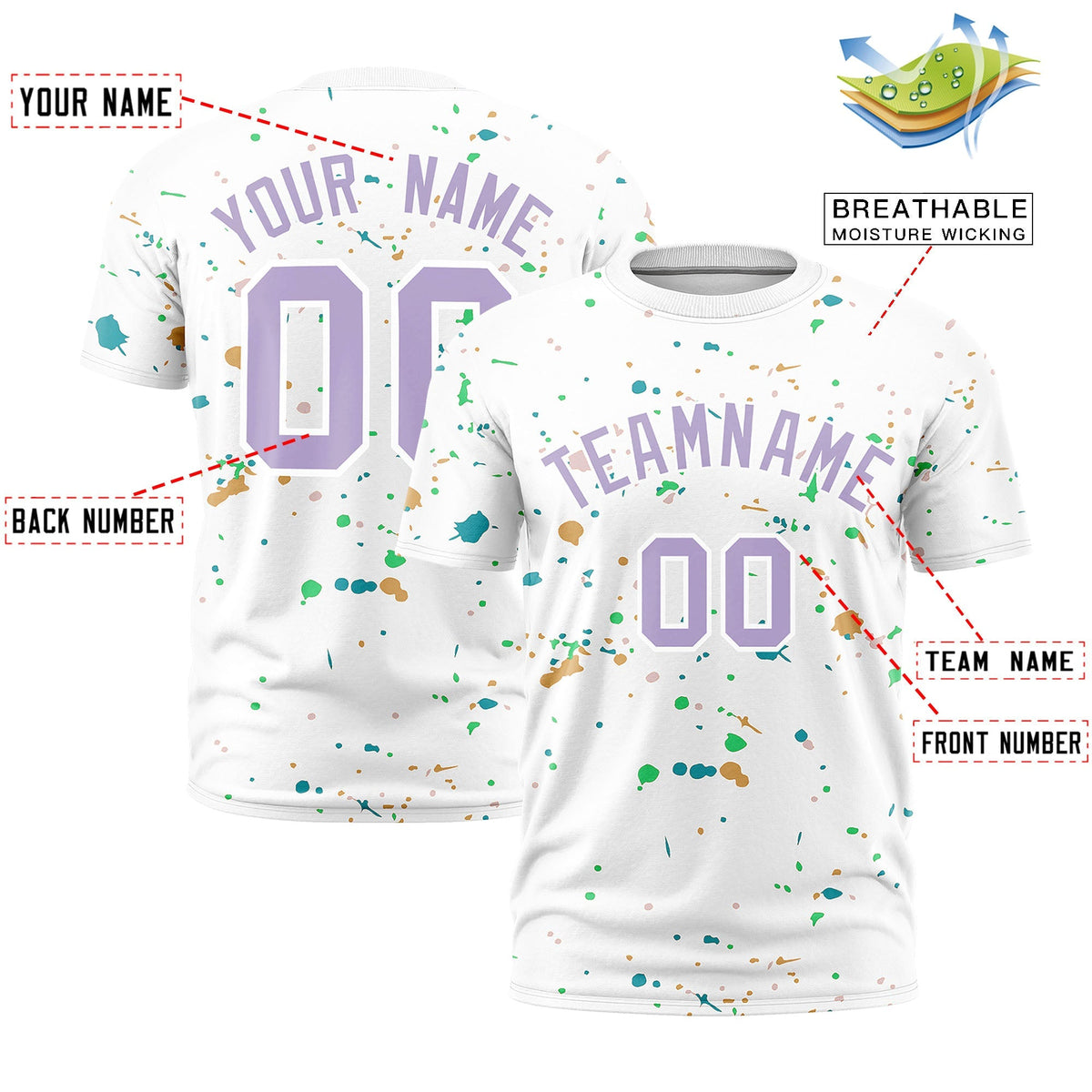 Custom White Light Purple Spray Painting Graffiti Pattern Personalization T-shirt| KXKSHOP