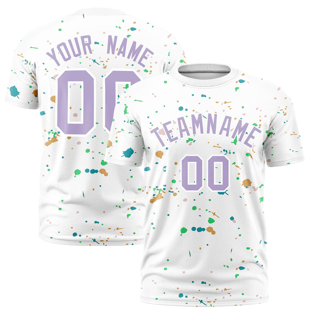 Custom White Light Purple Spray Painting Graffiti Pattern Personalization T-shirt| KXKSHOP