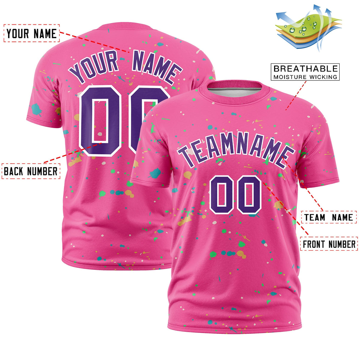 Custom Pink Purple White Spray Painting Graffiti Pattern Personalization T-shirt| KXKSHOP