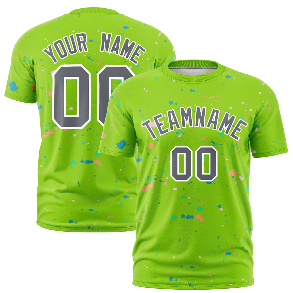 Custom Neon Green Gray White Spray Painting Graffiti Pattern Personalization T-shirt| KXKSHOP
