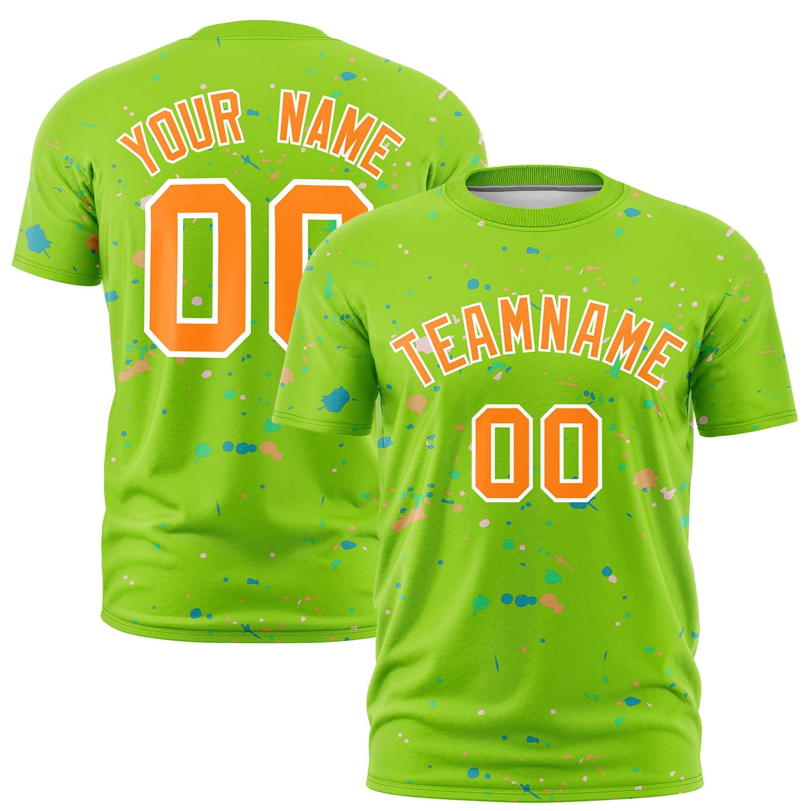 Custom Neon Green Orange White Spray Painting Graffiti Pattern Personalization T-shirt| KXKSHOP