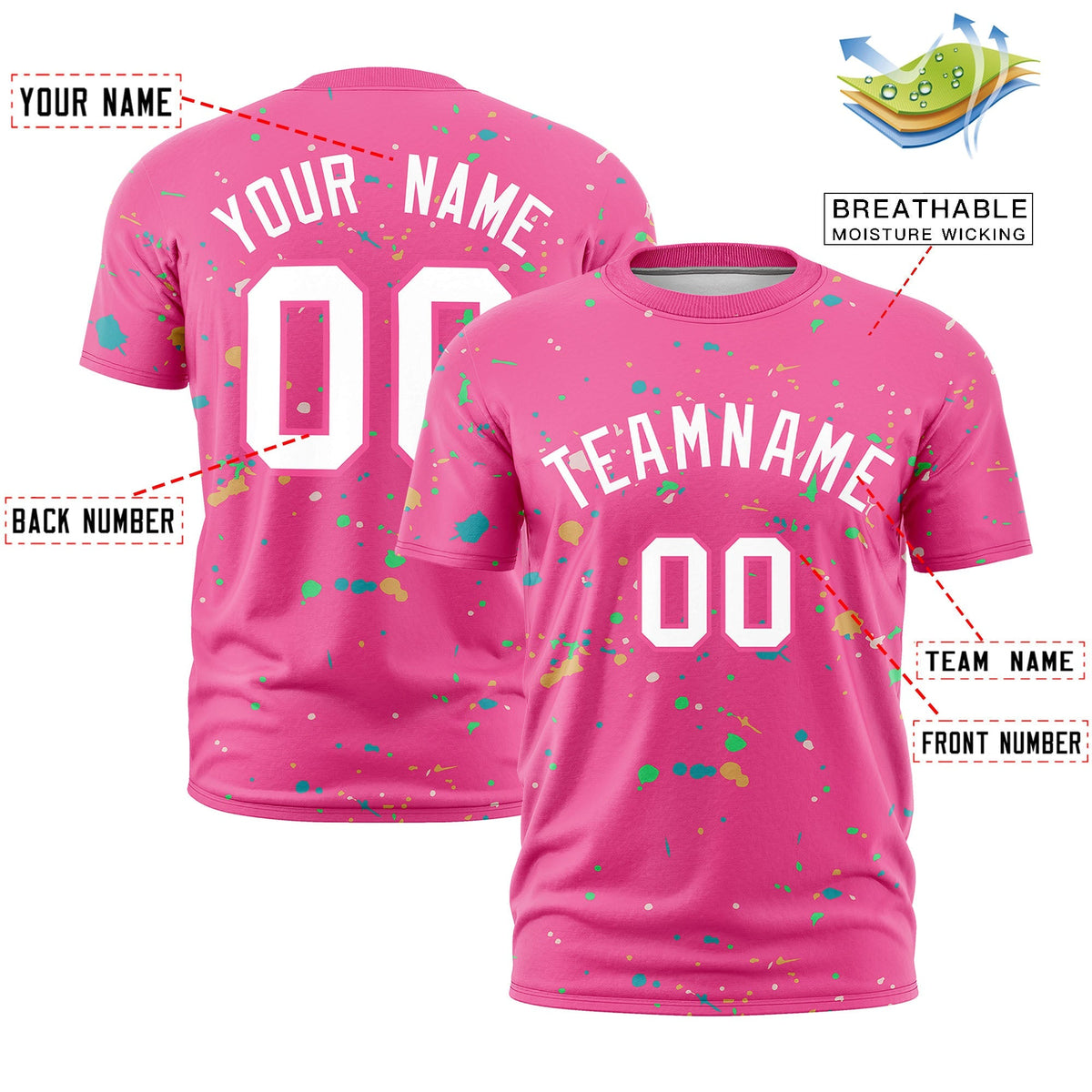 Custom Pink White Spray Painting Graffiti Pattern Personalization T-shirt| KXKSHOP
