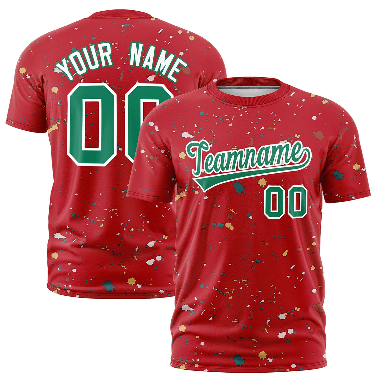 Custom Red Kelly Green White Spray Painting Graffiti Pattern Personalization T-shirt| KXKSHOP