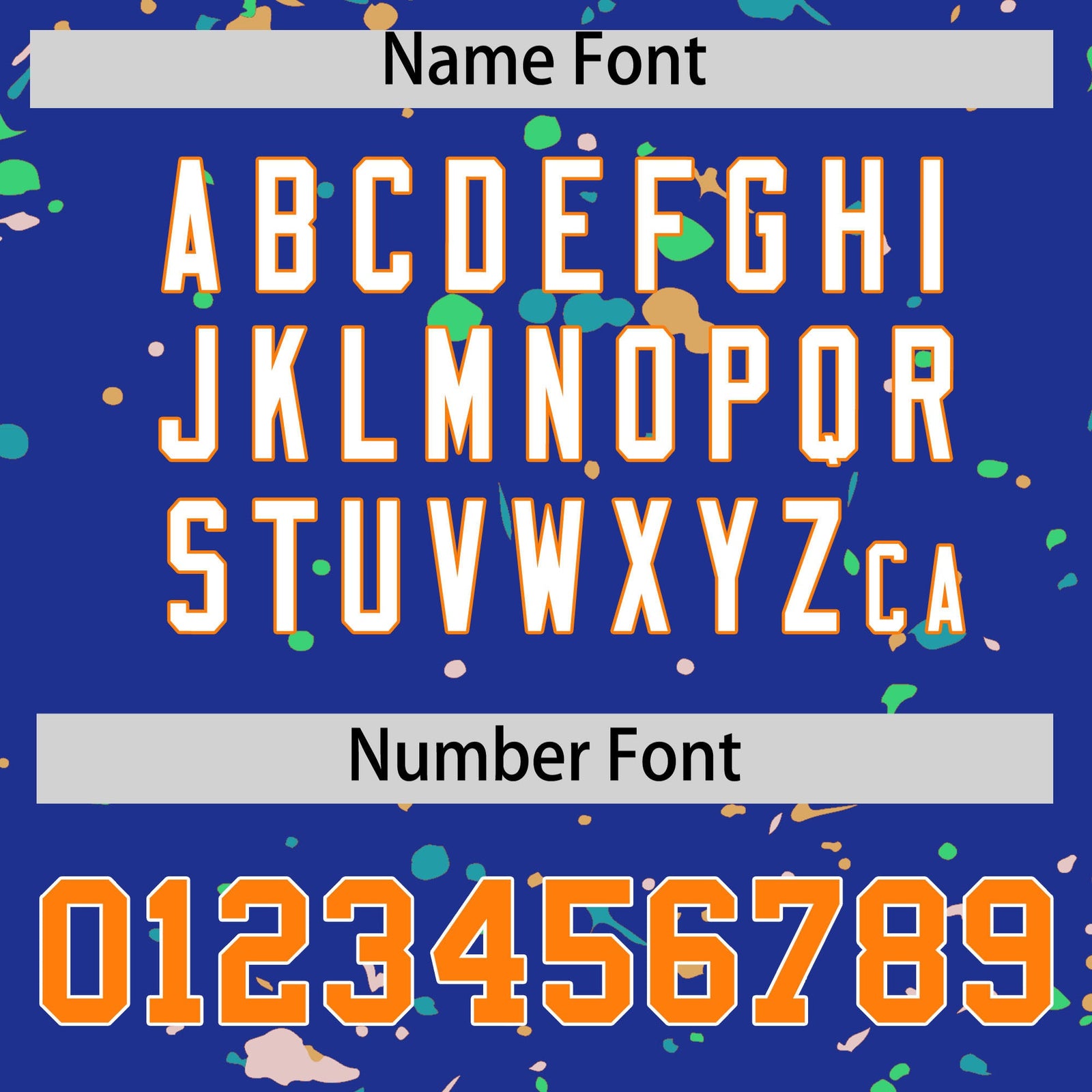Custom Royal Blue Orange White Spray Painting Graffiti Pattern Personalization T-shirt| KXKSHOP