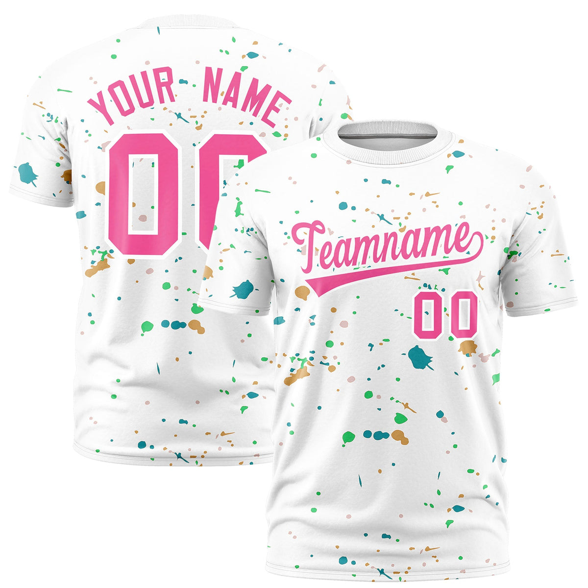 Custom White Pink Spray Painting Graffiti Pattern Personalization T-shirt| KXKSHOP