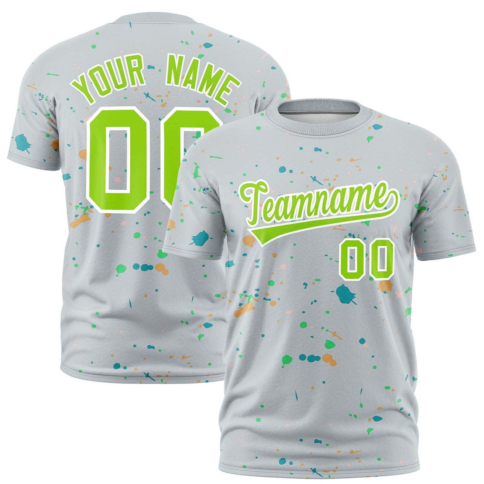 Custom Silver Neon Green White Spray Painting Graffiti Pattern Personalization T-shirt| KXKSHOP