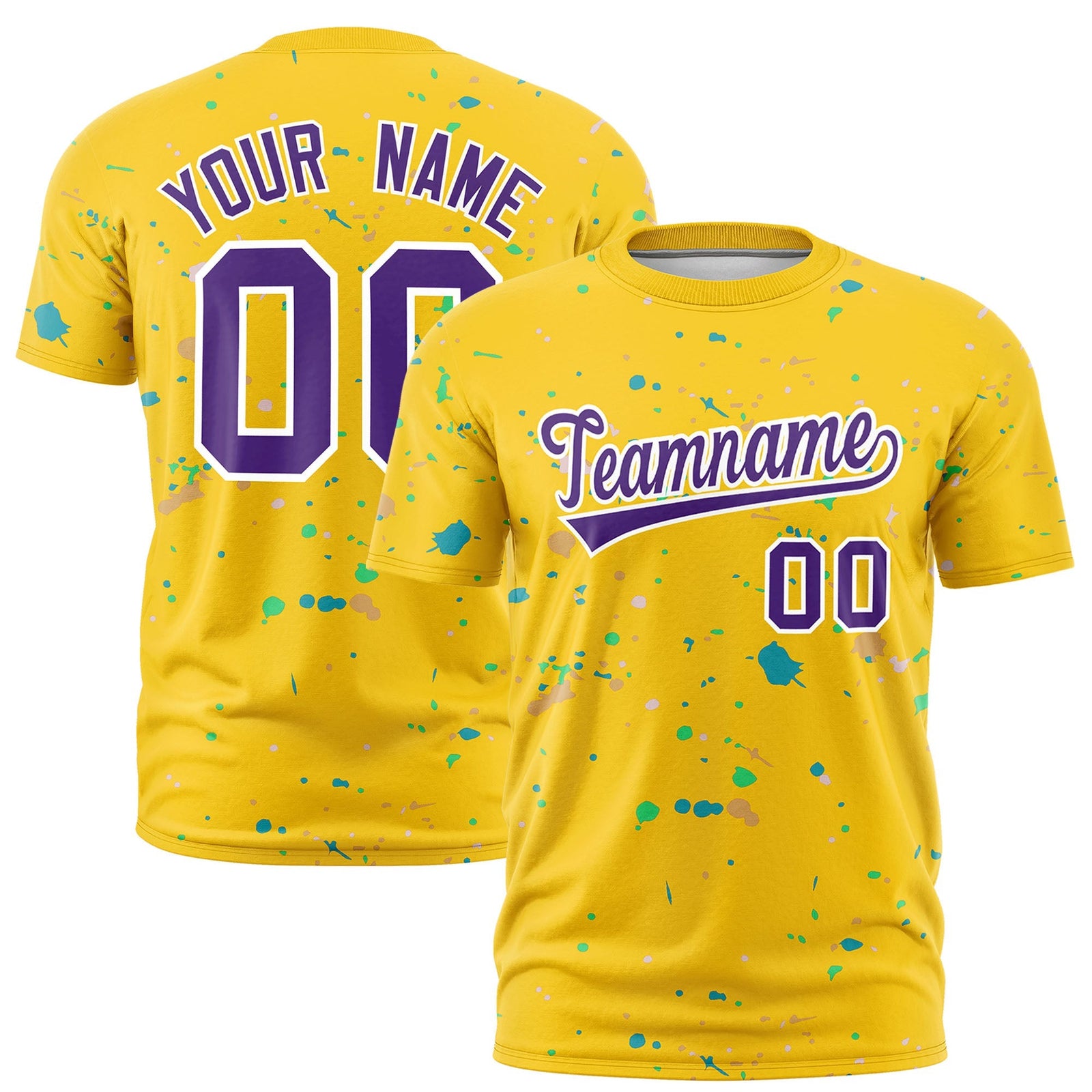 Custom Gold Purple White Spray Painting Graffiti Pattern Personalization T-shirt| KXKSHOP