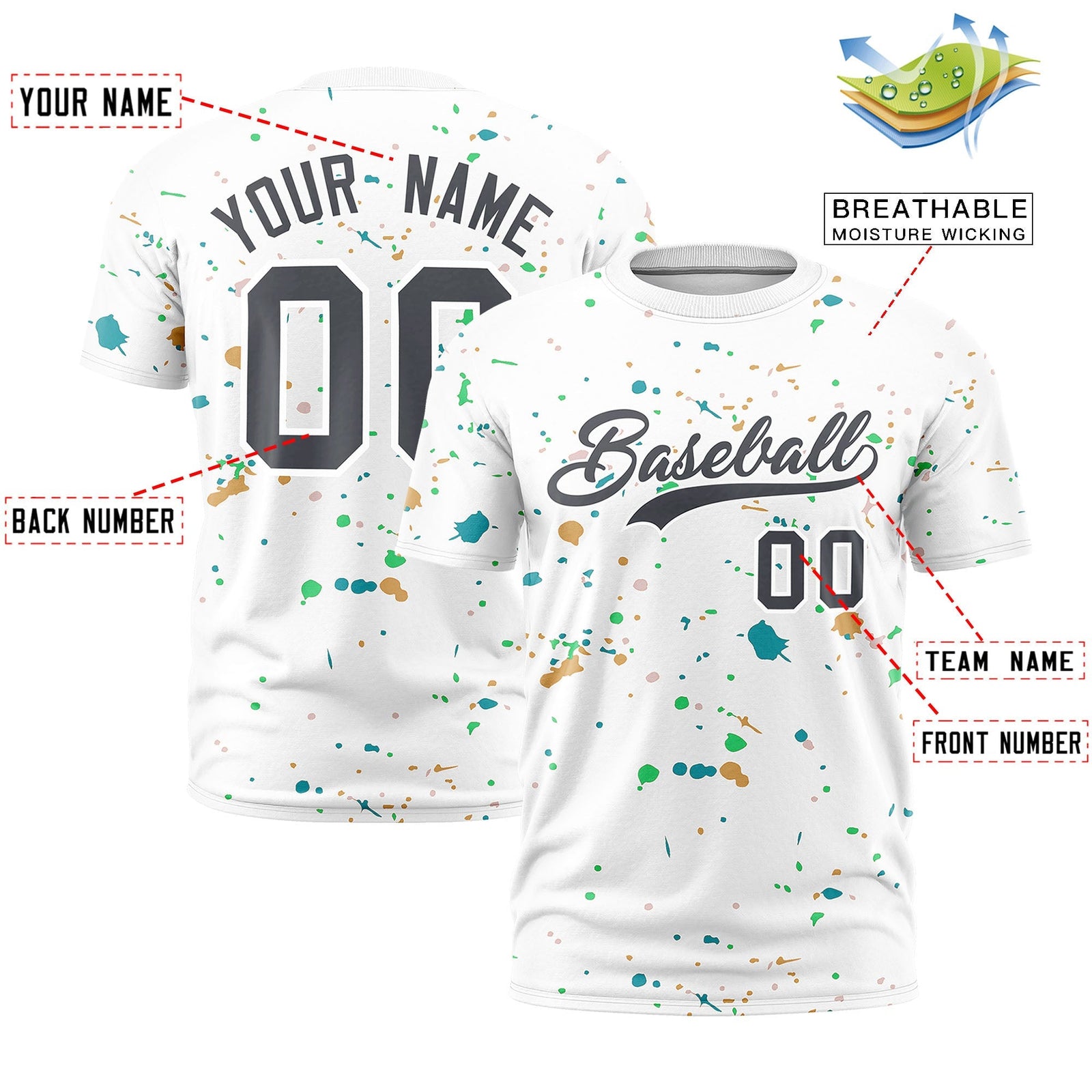 Custom White Gray Spray Painting Graffiti Pattern Personalization T-shirt| KXKSHOP